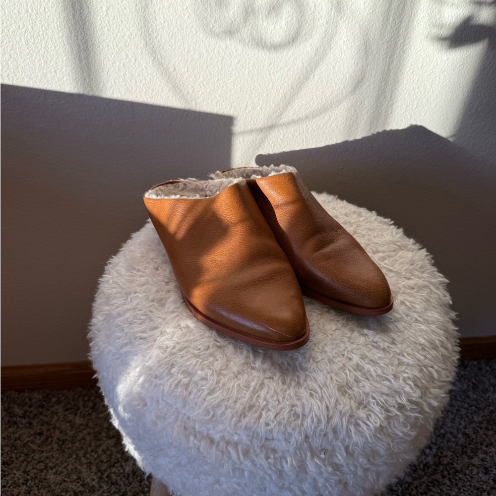 Kelsi Dagger Sherpa Lined Cognac Mules